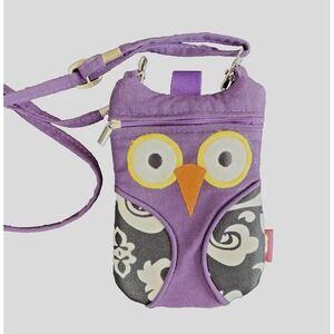N Gil Whimsical Purple Owl Phone Bag Pouch Crossbody Strap Playful  Boho Novelty